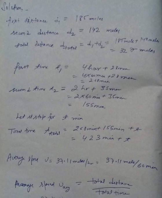 180 milst 142 meter Solution prxt dixtonce & = 185 miles seuna destance de = 142 meles sotul destance a total = d, the = ? -