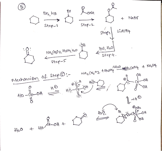 Br2, he Br Lt Nabr Step-1 Step-2 LiAlH4 OH Hel, H2o1 - LJ - step 4. L Na2C0207, 42804,H20 Step-5 B: & Na,soq H26084 Masch,00