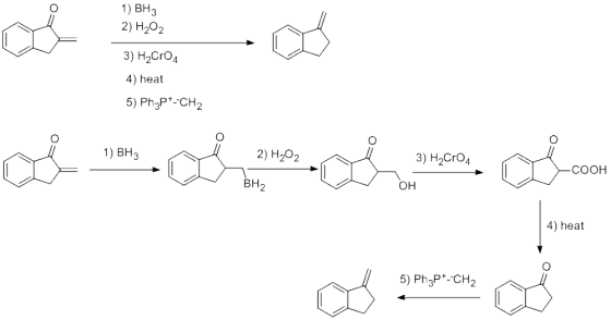1) BH3 2) H202 3) H2CrO4 4) heat 5) PhyP*-CH2 2) H202 3) H2CrO4 COOH 1) BH3 он BH2 4) heat 5) Ph3P CH2