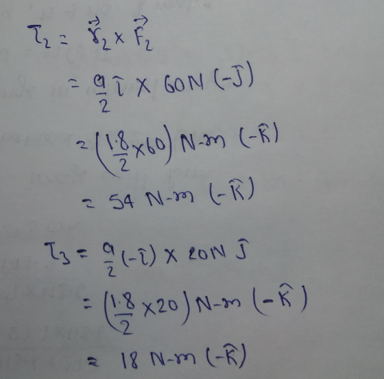 = x h ał x 60N (-J) 2 (18x60) N.m (-R) 2 54 Nm (-R) Iz = a (-1) X 200 J = (1.8 X 20 ) N-m (-R) 218 N-m (-)