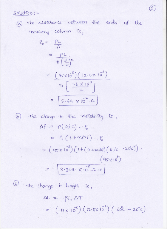Solution The seststance between the ends af e meas and column疘 2- 2. 2 9ζ乂.lu the change ilanath ts, (m เ0) (เว.ox loy ( &一2