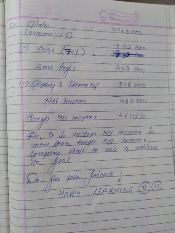 Sales (2000.00 +18+2 2760000 - 19 32000 COGS (701) 2 Gross Profit Selling & Admn exp Net mcome 828 000 348000 48 oooo 348 000