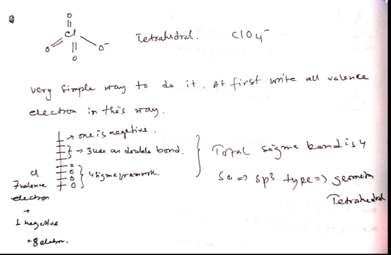Pllo Tetrahedral. clou very simple way to do it. At first write all valence election in this way. to one is negetive. #} - 3u