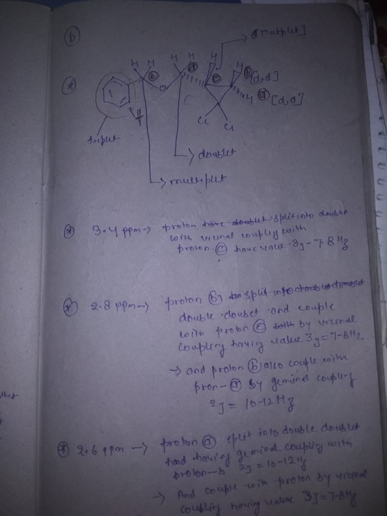 Hi d 1 ca douus ud 2. 8 ppm.→ troton@sto spuxin double doubet ond ouple And Co upeein proton by rtm