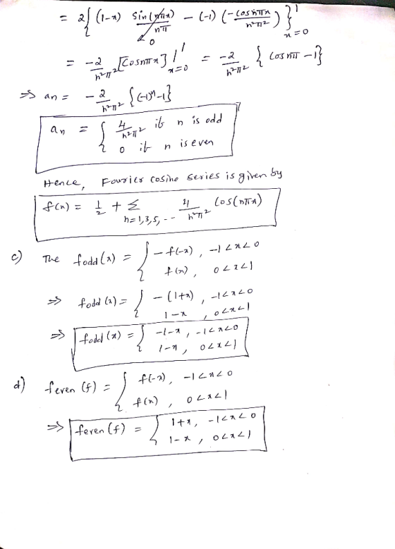 Cosn7T 거 n even Henue, Fovics CoSine Series is giVen