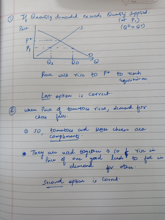 0 If Quantity demanded exceeds Quantity supplied. (at P.) (QPQS) Price Price will rise to pa to reach Equilibrium. - Lost opt