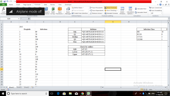 X 9 x -15 Home File Insert Page Layout Formulas Data Review View X Book1 - Microsoft Excel (Product Activation Failed) Develo