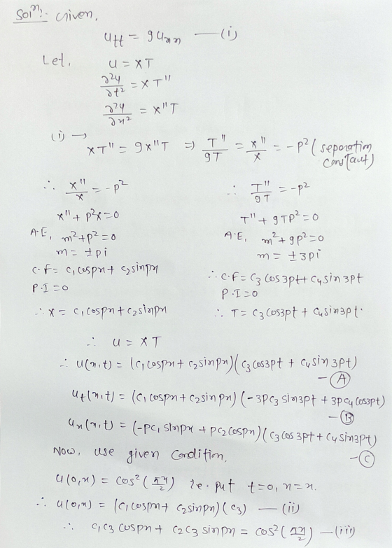 Sop criven, utt guan را) - Leti u=XT 224 - XT!! dt 724 3 ห 2 xT د ن 5) T XT= 9xT IT х - p² (separation Constant) x =-p2