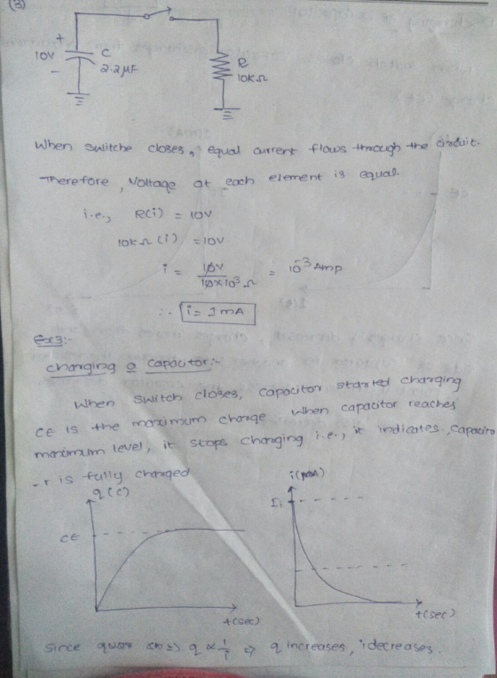 TOV 2.2 MF lokn When Sulitche che closes, closes, equal current to equal current flows through the circuit. Therefore Voltage