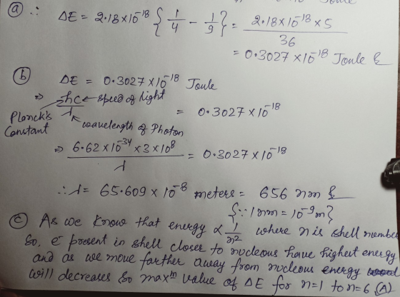 @ : JE - 2.18x1618 Şý - ?- 2018x1518x5 - 36 Joule & - -0.30278 10 8 DE = 0.3027x1018 Joule she speed of light = 0.3027 X108 w