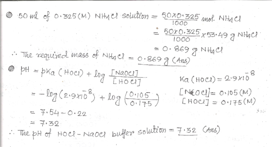 1000 © 50 w. P 0325(M) NHẠC Solution = 50xC1325 A. NH44 3 50X0.325 453.49 g Niach :The required mass of NH4Cl = 0.8699 Cans)