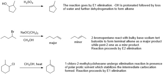 HO H2SO4 The reaction goes by E1 elimination. -OH is protonated followed by loss of water and further dehydrogenation to form
