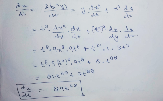 dz day) dy = dt dt y daa dt. t 49 dt te dna da da dt (49)9 dydy + dy dt. olo 8+7 =tquo. qtotta = +8.9f49)8.970 toot - 01700 +