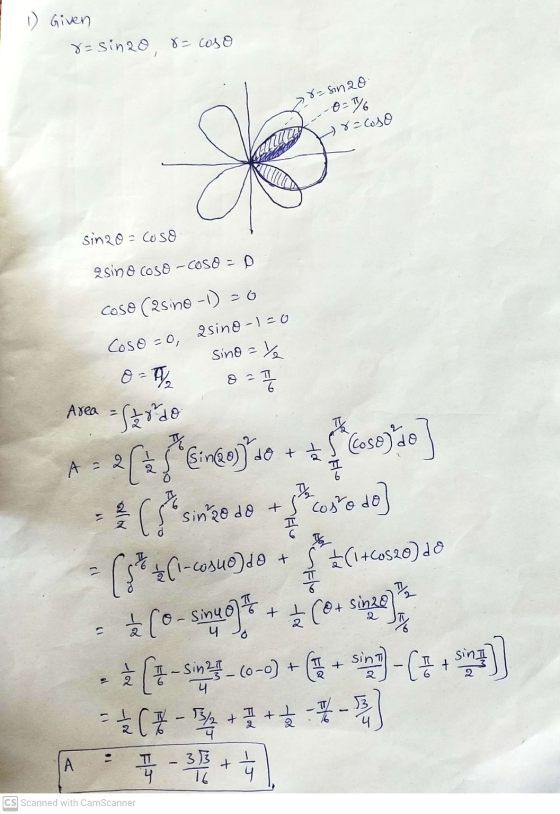 1) Given 8=sino, &- coso 8=sin2o O=T/6 8=coso sin2o=coso 2sino coso -COSO =D COSO (25ine -1 - 0 Coso =0, asino-1=0 Sino = % o