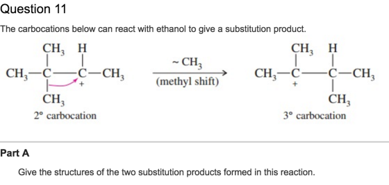 The carbocations below can react with ethanol to g