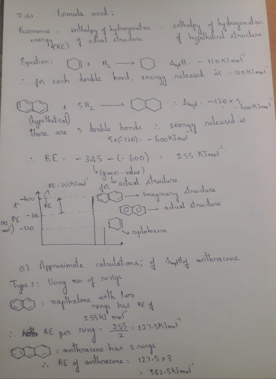 7 ch) formula used: Resonance = enthalpy of hydrogenation - enthalpy of hydrogenation energy CRE) of adual structure of hypot