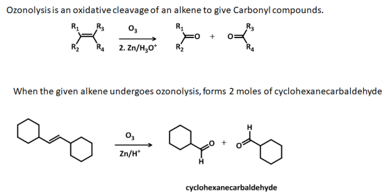 Ozonolysis is an oxidative cleavage of an alkene to give Carbonyl compounds. When the given alkene undergoes ozonolysis, form