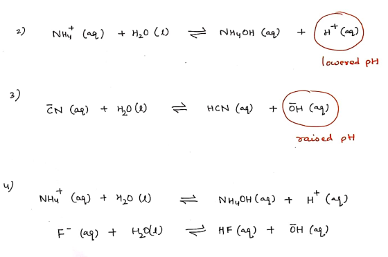 Nhy (aq) + H₂O (1) Ź Nhy OH (aq) + 1 Ht (aq) lowered pH 3) ENCO ēN (aq) + H20 (1) ř HEN (aq) + (0h (aq)) raised pH NHỊ (19) +