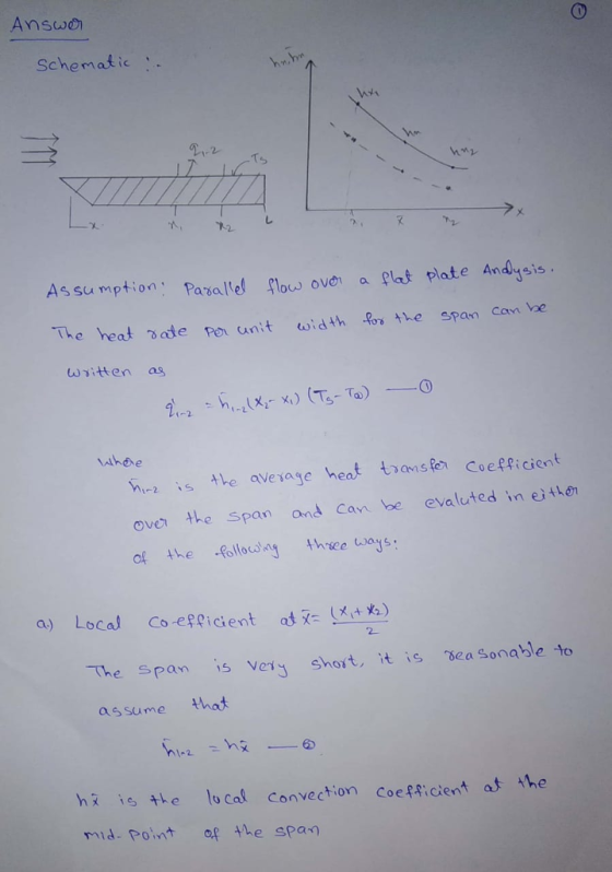 Schematic. T1-2 Ts AssumptionPaeu ove a Plat pl The heat Date Po unit uidth the span can be ate Andysis written as ho is the