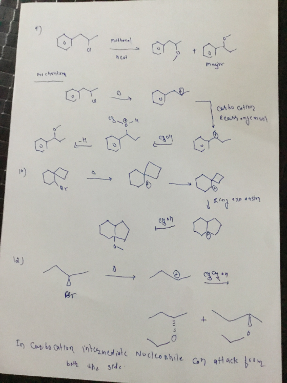 OY.on.com methanol heel major mechanisha Carbo Cation | eewм Jum) Ring expansion chon or In Car bocation intermediate Nocleo