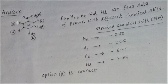 Answer YCH₂(a) (6) H orHC) (d) H ? Ha → Ha, Hp, He and Hd are four sets of Proton with different chemical shift. expected che