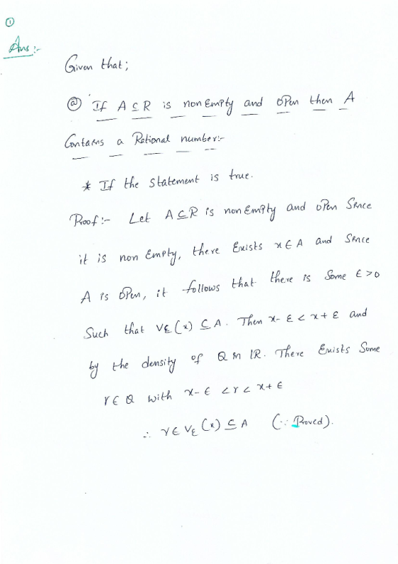 Pvs Given hat taks a Ron numbe r A the Stlakement is tue RoofLek AGR s non EmPhy and ofin Sace itis non Empty, theve Exists x
