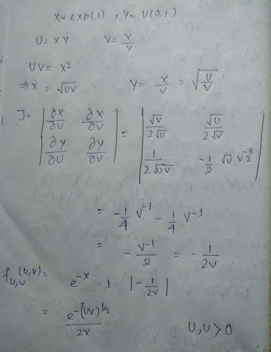 Xv expel), Y. (01) U=XY V = 7 UV = x2 x = Novy 8 = N ř VO LV | ду ду Tou ov I - I Tu vel VV fu, f (ov) = Juv ex e-(W)/ UUTO 2