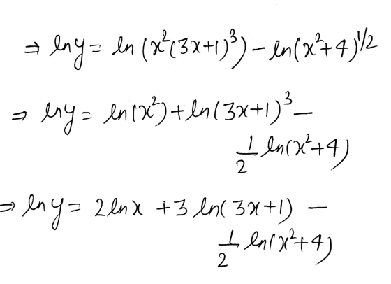 2 л = ln (*13x+y) - (х+4 12- = = kntx)+(3x+1)* 1 x(x+1) — = 2 n x +1 Ln( 3x+1) — 4 East x+4)