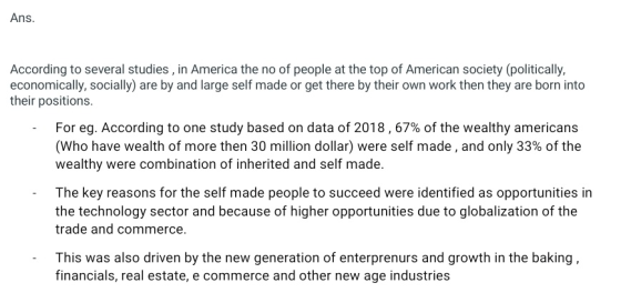 Ans. According to several studies in America the no of people at the top of American Society (politically, economically, soci