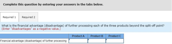 Complete this question by entering your answers in the tabs below. Required 1 Required 2 What is the financial advantage (dis