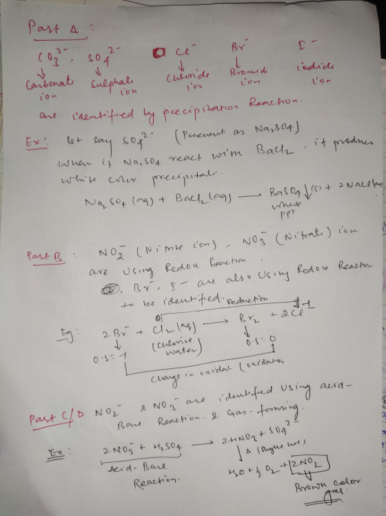 con lon lon ion I lou non Reaction. Part A (0 sota e Br I- Carbonate sulphate cheiride Promide codich are identified by prec