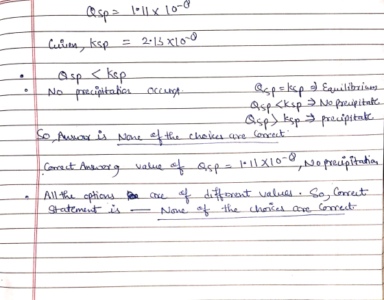 Alspa loll x 1000 Curven, Ksp = 2.13 X2010 _asp <ksp No precipitation occuest Aspekspe) Equilibrium Ospi<ksp = No precipitate
