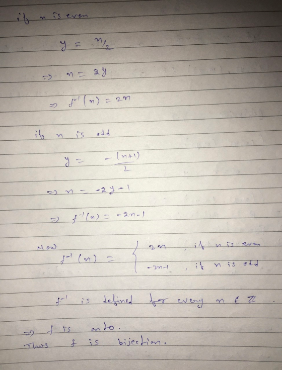- 29 sol (n) = 2m il n is add y = -(441) a n--ay-1 = f(n) = -2n-1 - -an- به لم -mr , if n is old f is defined for every n e