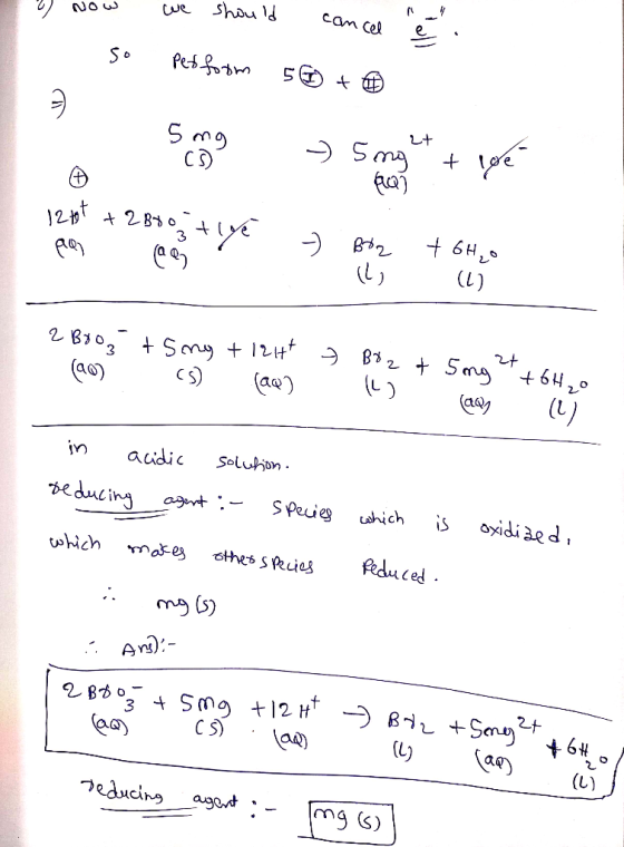 Shau ld cam Cel we Petfotm Smg +6H (L) 3 (L) in Solukon aidic beducing S Pecies oxidiaed Lahich which educed mases othes spei