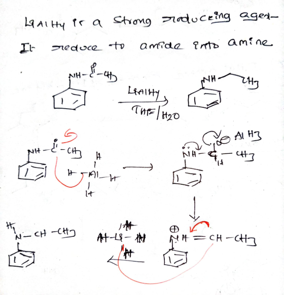 Lality is a strong reducking agen- It reduce to amide into amine THE H2O NH - CH -CH At 13 - NH=CH-CH3