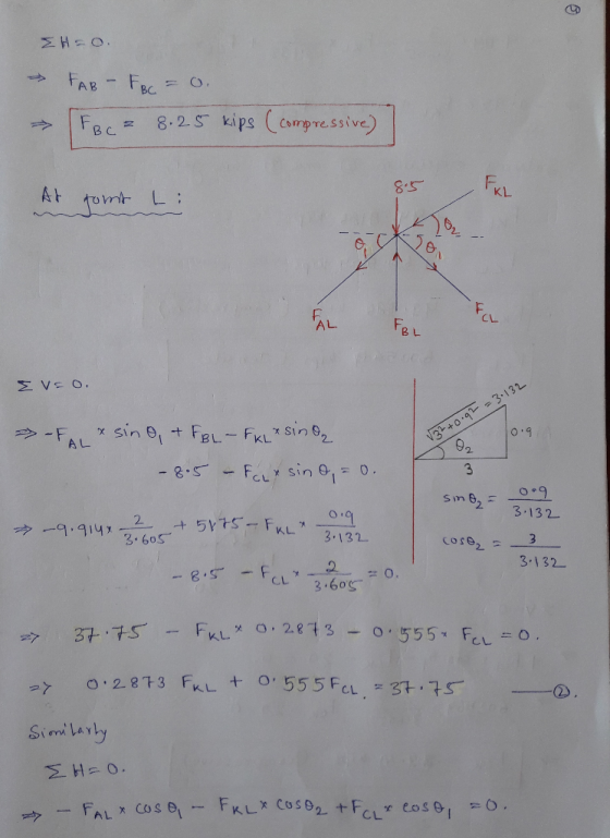の TAB 8.25 kips Camp-ressive) | Feen KL e- CL AL B L O .9 2. ~ FAL χ SI.ne,叶FBL_TkLx S1n92. sim2 3.132 KL3.131 3 132- Siam La