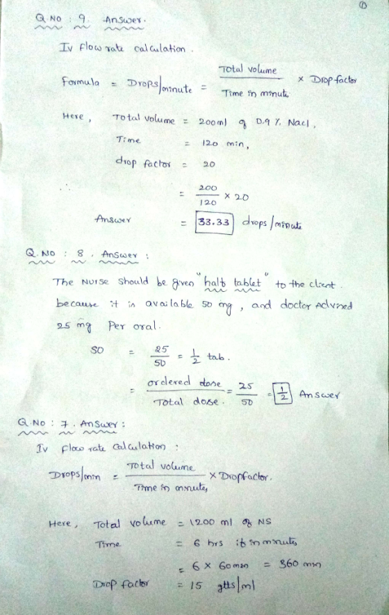 Tv Floa ate cul culation Fomula DropSnute Ttme m mnut Here , Total volume ะ 200 m) D.q r, Naci , Total volume Time 120 min,