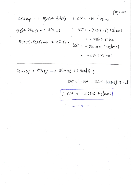 page: 02 Cgkulge 2455+ 2Heeg) ; ogºs -68.4 kulmol alsh+ 20497 - 2002(g) ; OG : - (293.3 x9) Hulmol --786-6 KJ lomo ! at htg