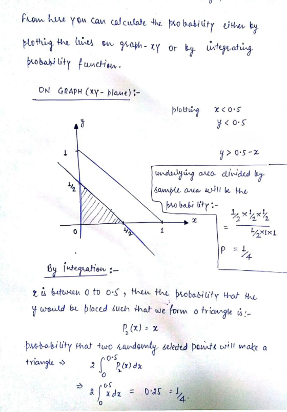 Flom hua you Can cal culate the po babity either ON GRAPH xY plaue)- plotting χ〈0.5 > 0.5-χ 2 ubetween 0 to 0.5 , t would be