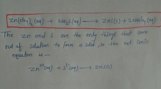 The zn and s are the only Hhinyg thdt ome Soledion to frm a solid so -the hef imic equadon