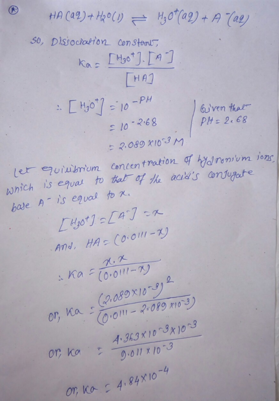 H A 10-PH 10-26 8 t 2.089 x10-3 M Guven that PHs 2168 Let euiubmium Conten tration of na or na 089310 4.33*1x1o or, Ko t-0.0