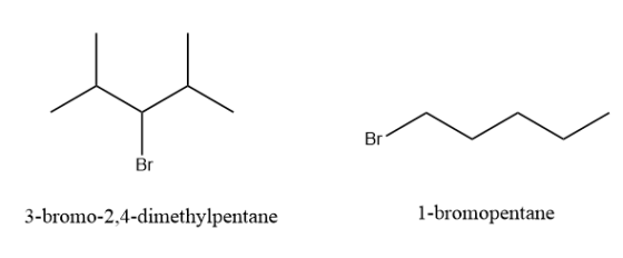 사 Br 3-bromo-2,4-dimethylpentane 1-bromopentane