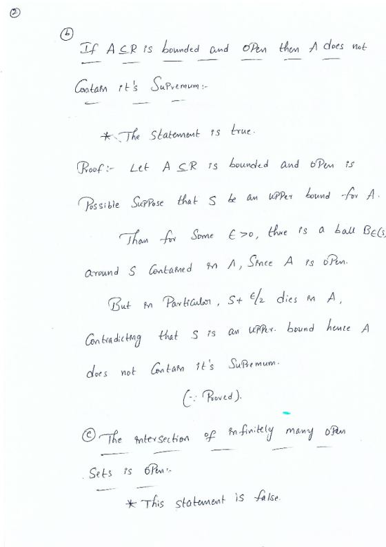 14. A ER rs bounded and nn A does not Cota SaPem The Statement ts true Roof Let A SR rS bounded and Pen ts ts a balu Be aroun