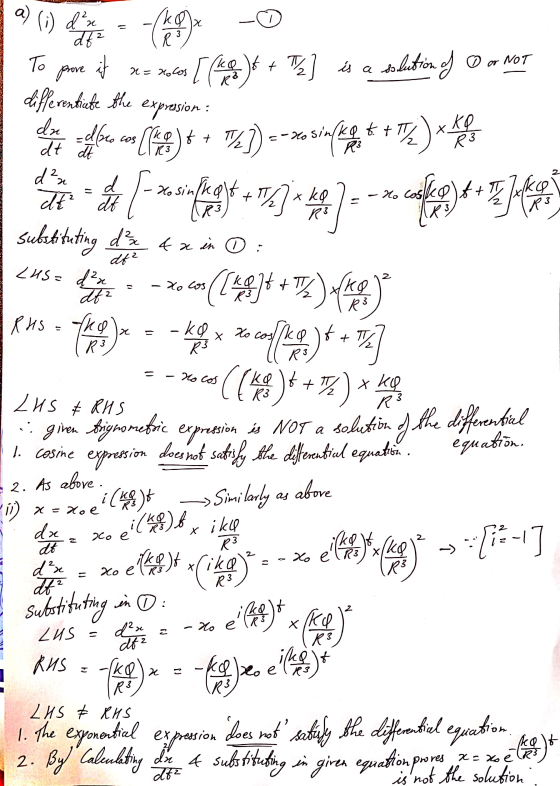 a) x R3 it x= xocos xko dt at R3 2 x kg R3 - Ho coskot+TI kg)++ dt? Lus= d²x 2 -Xo cos . (ko (i) dx df ² To + Th 1 is a I lov