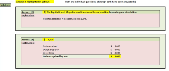Answer is highlighted in yellow: Both are individual questions, although both have been answered :) Solution: A) The liquidat