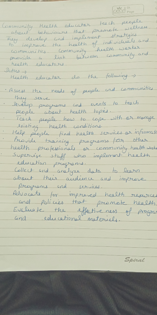cer page Community Health educator teach people about behaviours that promote wellness. they develop and strategics implement