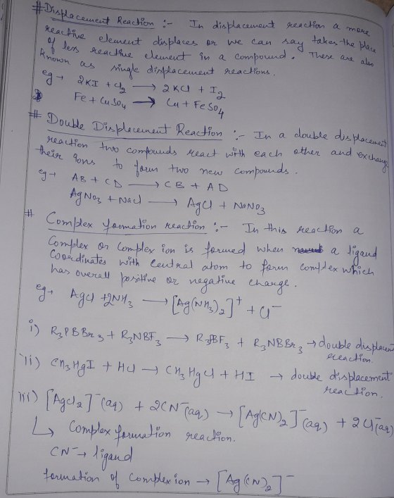 #Displacement de reactive element of less ecement Reaction - In displacement reaction a moe the element displaces or we can s