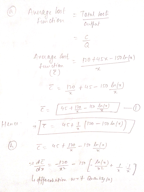 @ Average lost - Total lost function output с 120+450-150 lm (x) Average cost function (5) a Ĉ = 120 + 45-150 ln (x) x E = 45