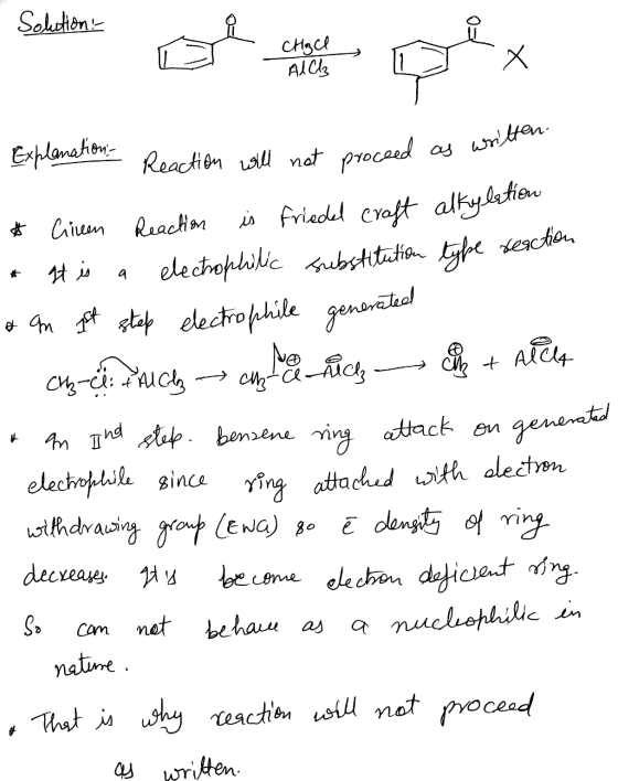 Solution! CHACH Alch x Explanation - Reaction will not It is a che rich cm + alca Reaction will not proceed as written * Cine