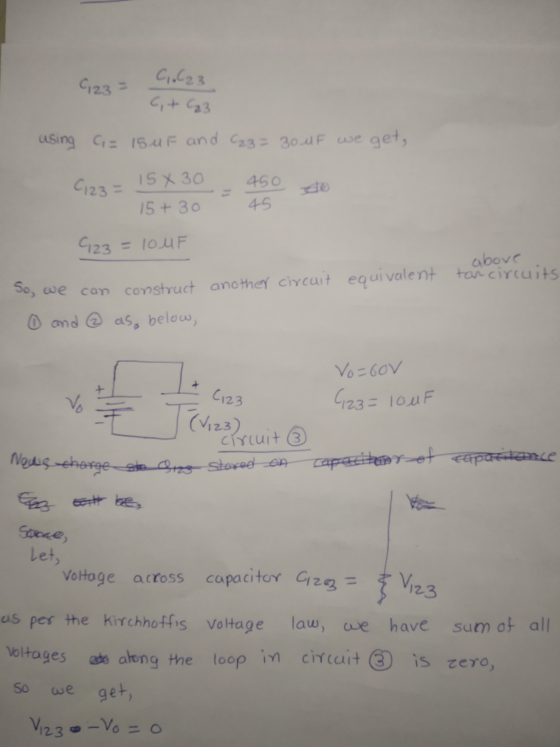 (123= C, C23 G+ C3 using C= Isuf and C23= 30uF we get, 450 C123= 15 X 30 15+30 45 9,23 = 10uF above So, we can construct anot